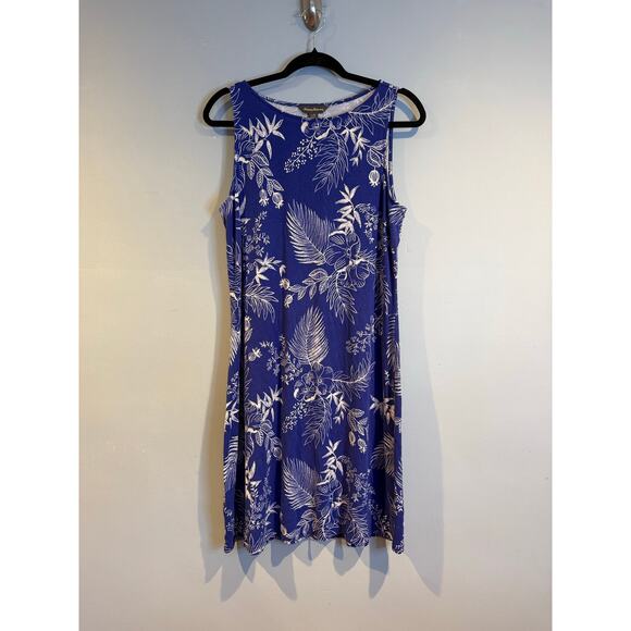 Tommy Bahama Blue Floral Sleeveless A-Line Dress – Size Large - Picture 1 of 4